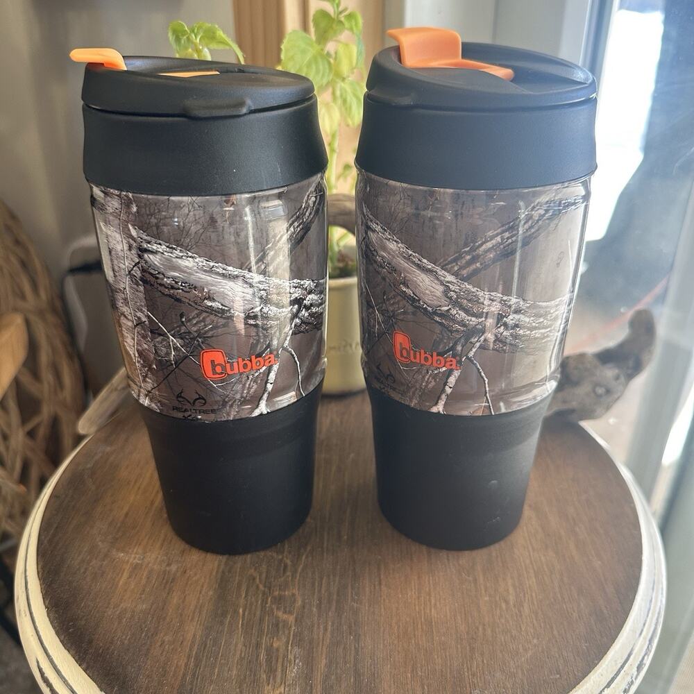 Set Of 2 Bubba Realtree Camouflage Travel Tumbler Mug 18oz Insulated Plastic EUC